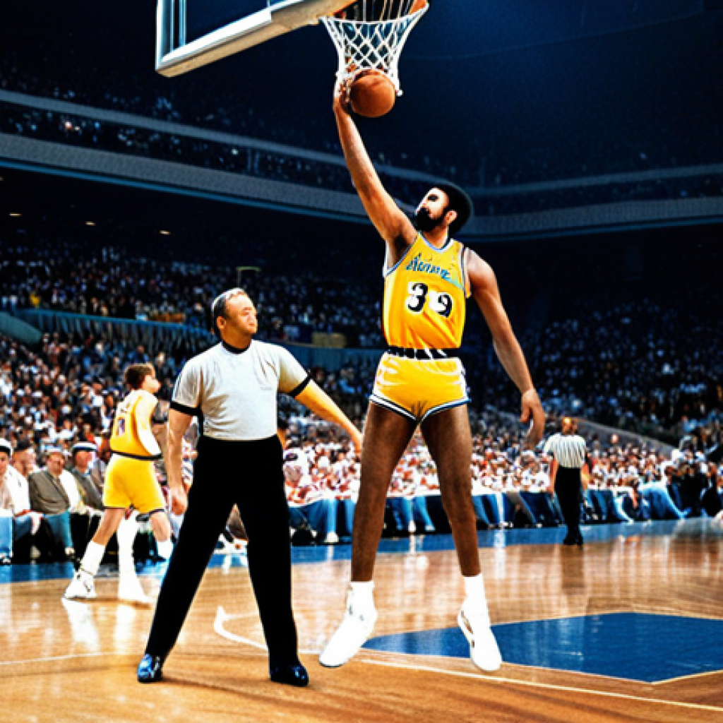 윌트 체임벌린의 100점 경기 - The Game**

"A basketball game in a packed arena, focused on Wilt Chamberlain in his Philadelphia Wa...