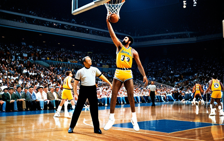 윌트 체임벌린의 100점 경기 - The Game**

"A basketball game in a packed arena, focused on Wilt Chamberlain in his Philadelphia Wa...