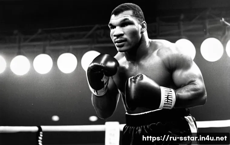 버스터 더글라스 vs  마이크 타이슨 경기 - **Image Prompt 1: The Untouchable Champion**
    "A powerful and intensely focused Mike Tyson in his...