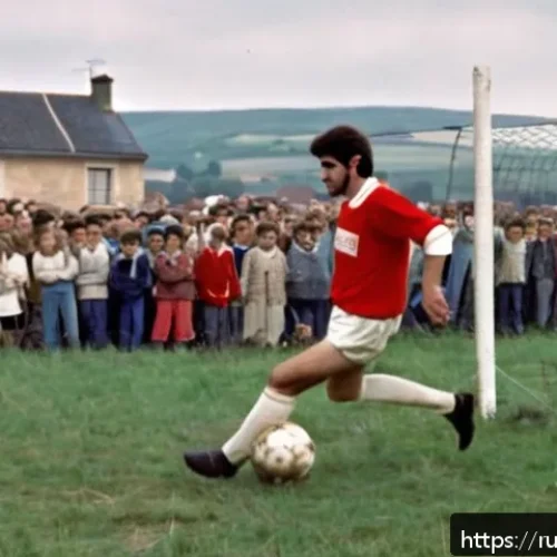 Home 32 에릭 칸토나의 프랑스 축구 역사 - A dynamic scene of Eric Cantona as a young footballer in a small French town, wearing a classic foot...